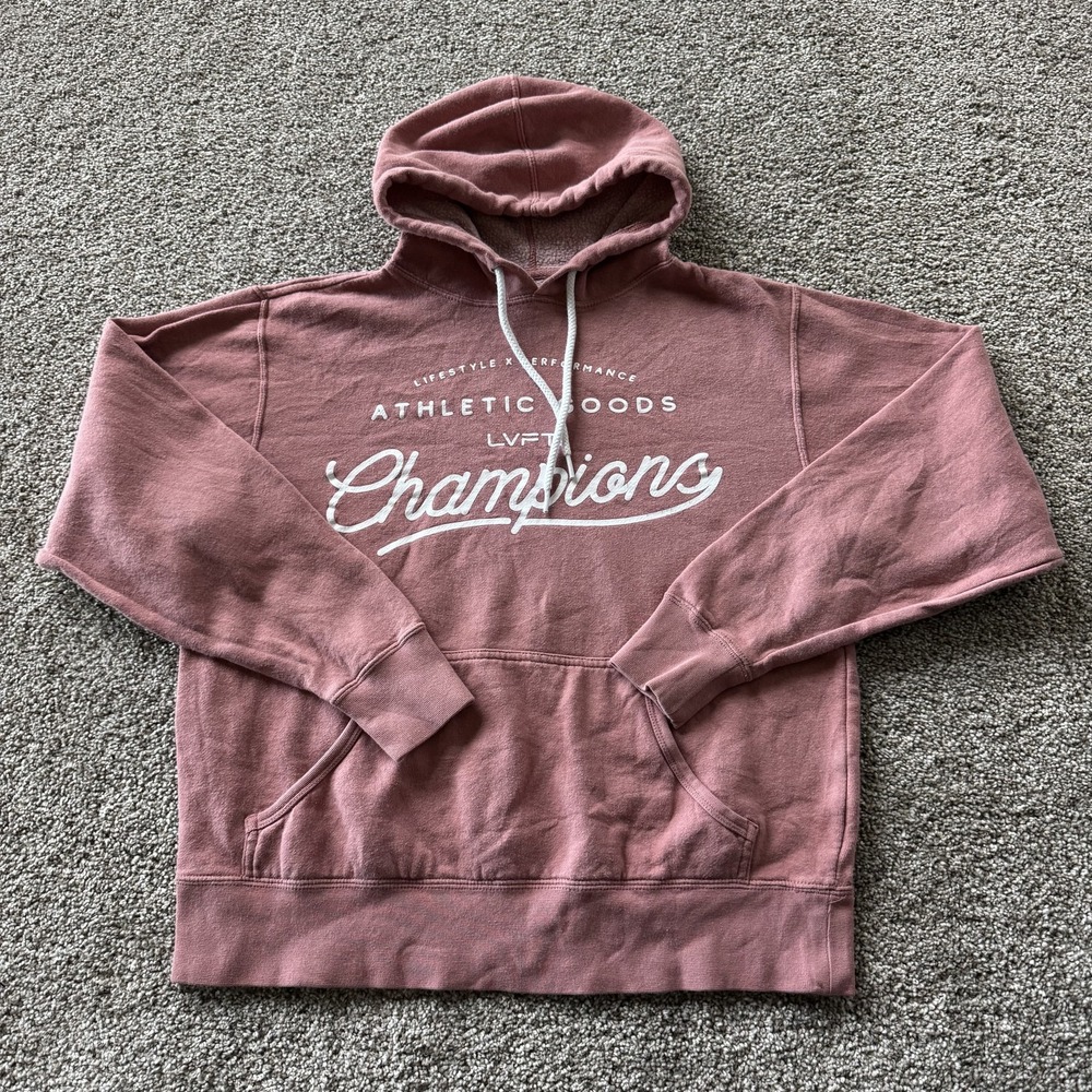 Live Fit Hoodie Mens Small Pink Fleece Pullover LVFT Champion Graphic Sweatshirt